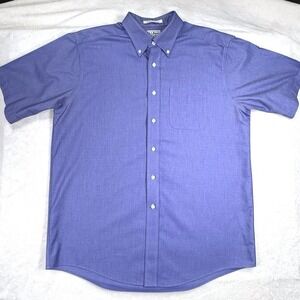 L.L.Bean Men's 16.5 Regular Periwinkle Blue Wrinkle Resistant Short Sleeve Shirt